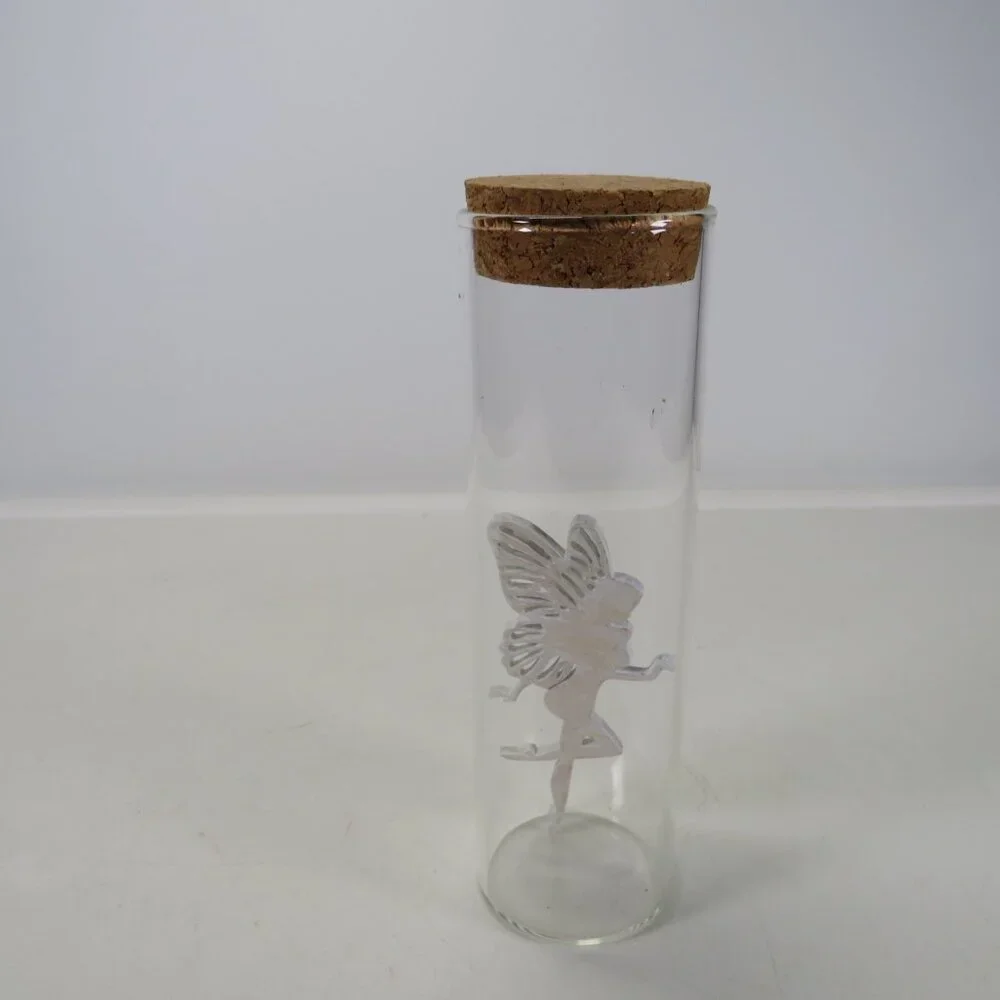 Fairy in a bottle READY TO CRAFT Glass Jar with Cork Wood Laser Cut Fairy